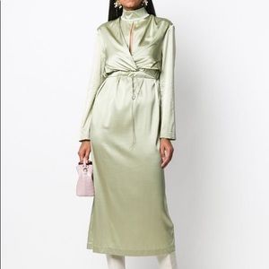 Materiel Wrap Midi Dress in olive green